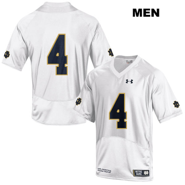 Men's NCAA Notre Dame Fighting Irish #4 Kevin Austin Jr. Stitched College Under Armour Authentic White No Name Football Jersey ZE10V80MN